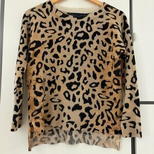 Marks & Spencer Animal Print Cashmere Sweater - Beige and Black